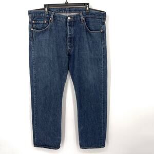 Levi's 501 Men's Button Fly Classic Rise Relaxed Fit Jeans Sz 40 Dark Wash
